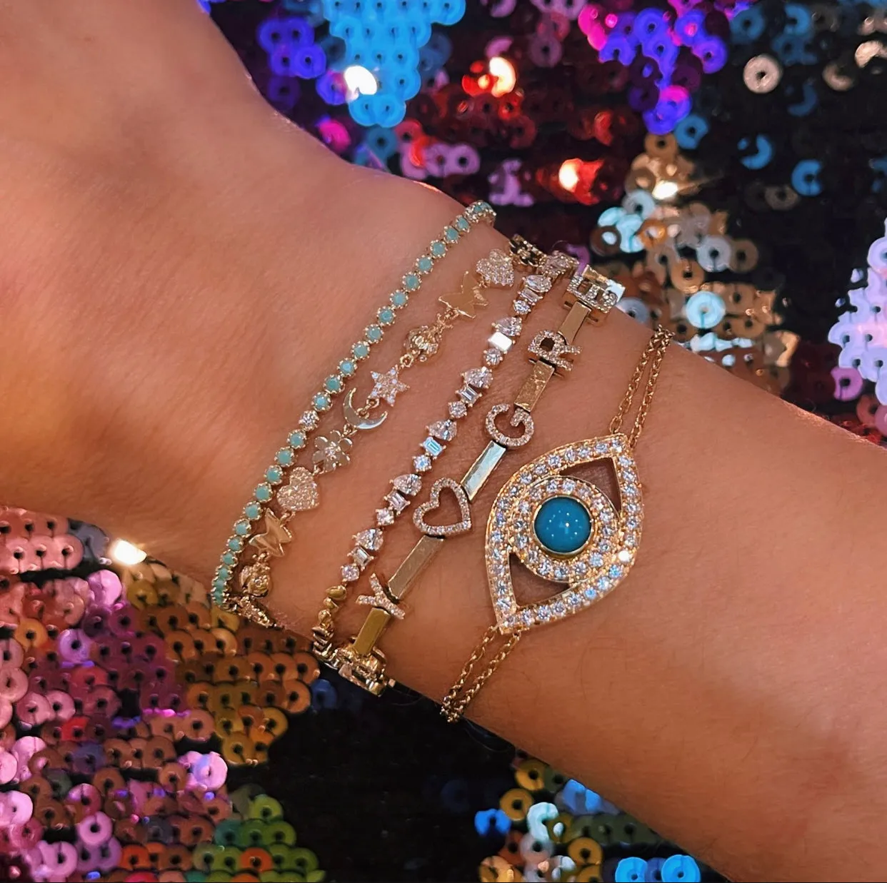 Multi Diamond Shapes Bracelet