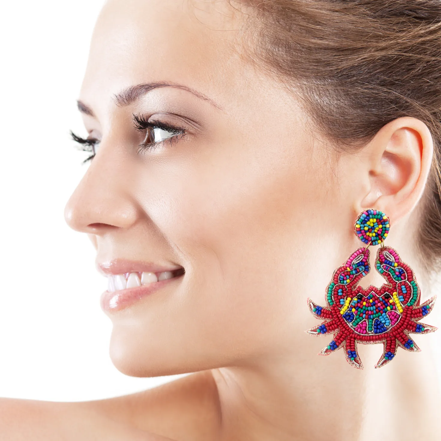 Multicolor Crab Beaded Earrings