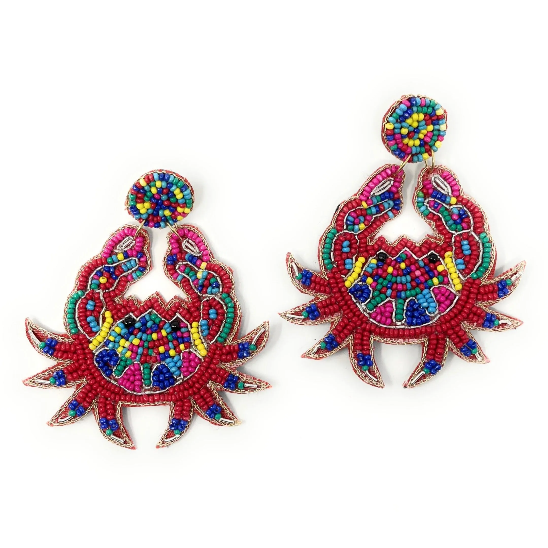 Multicolor Crab Beaded Earrings
