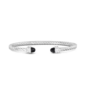Onyx Cable Cuff in Sterling Silver