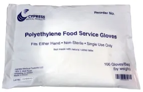 Polyethylene Food Service Gloves Non-Sterile - 100 Count Large