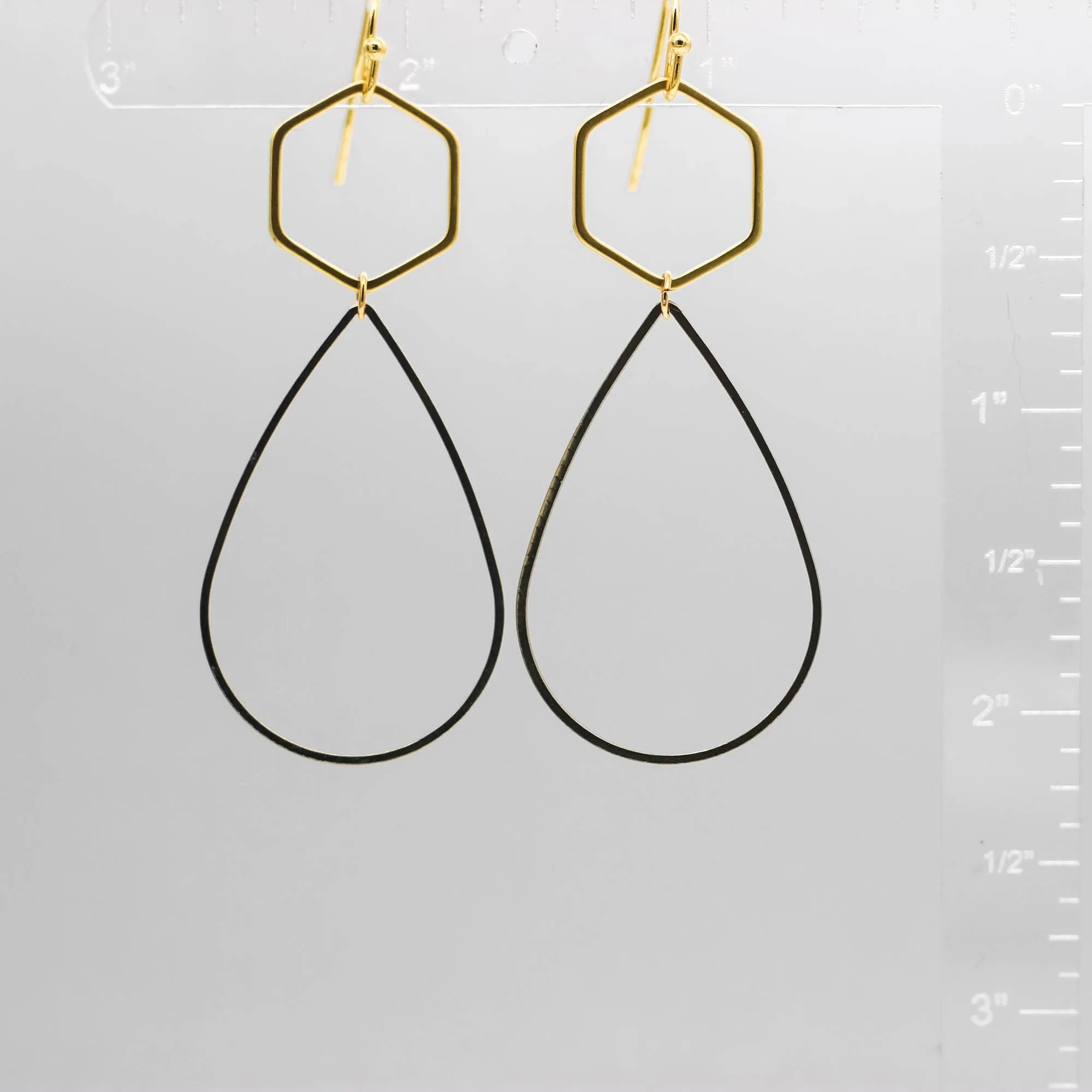 "Le Contour" Gold & Matte Black Drop Earrings