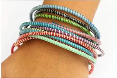 Recycled Flip Flop Bangle Bracelet, Set of 12