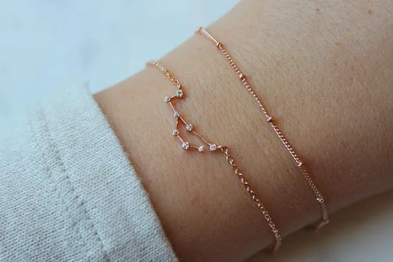 Rose Gold Zodiac Bracelet Set