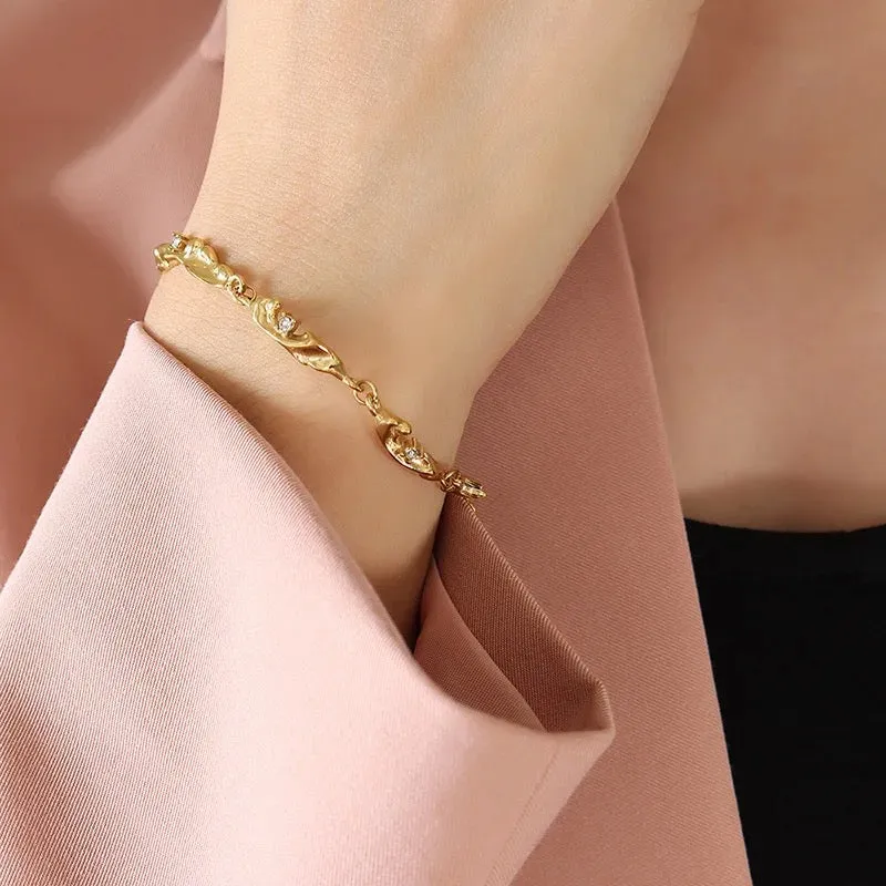 Rugged Gemstone 18k Gold Bracelet