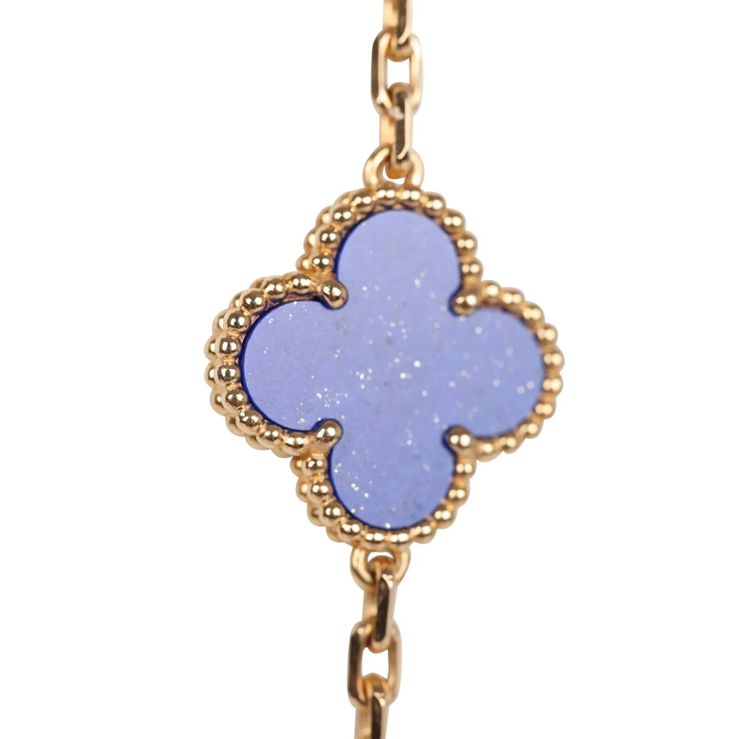 Van Cleef & Arpels Vintage Alhambra Diamond and Lapis Lazuli 20 Motif 18K Gold Necklace