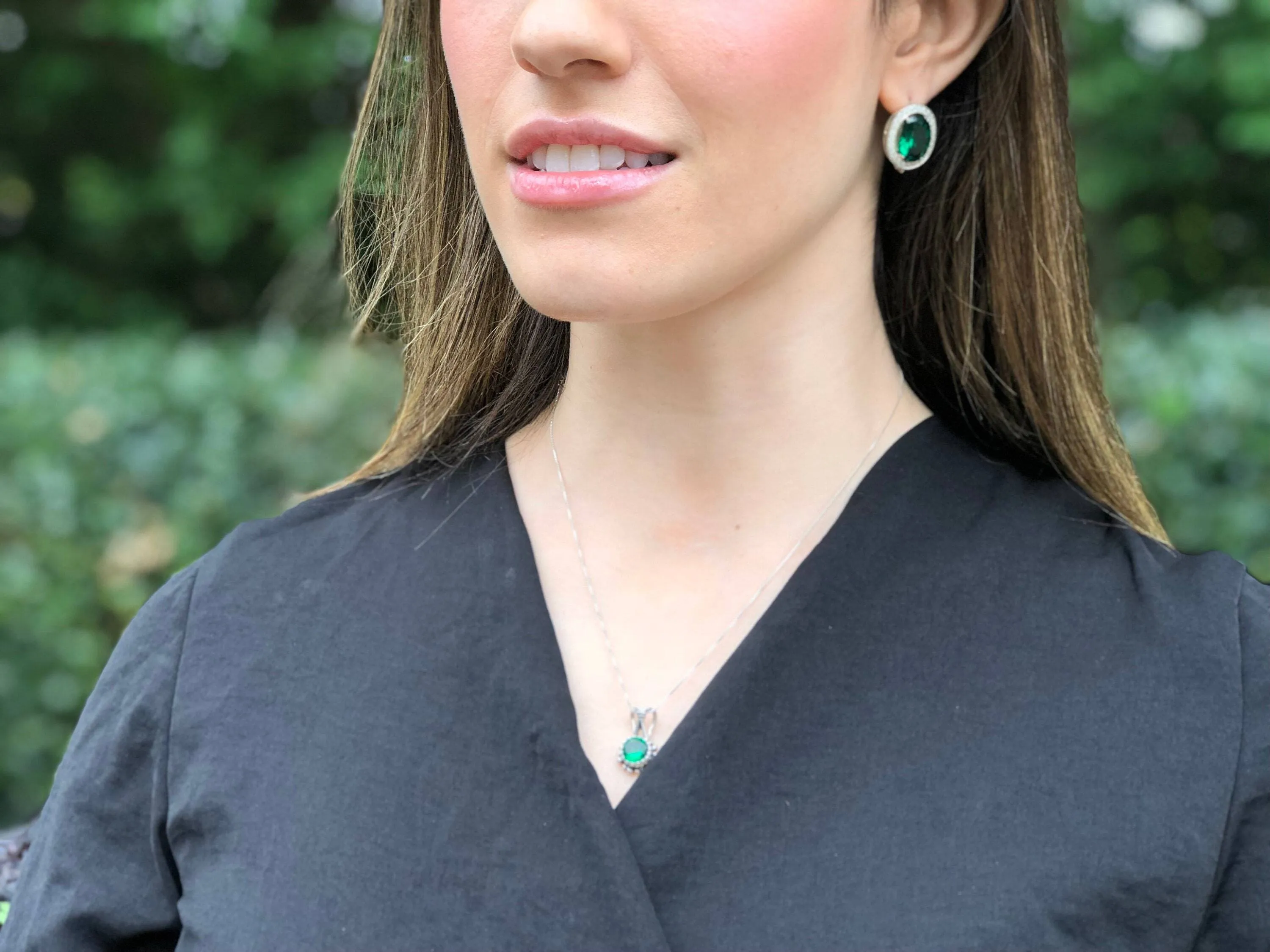 Vintage Emerald Necklace - Round Green Pendant - Green Emerald Pendant